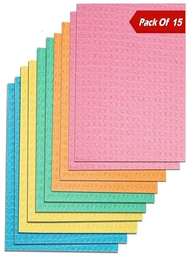 Shopfleet Reusable Cleaning Cellulose Sponge Cloths Absorbent Wipes Clean Kitchen Car Dish Eco-Friendly Dishcloth Hand Auto (Pack of 15) - Image 1